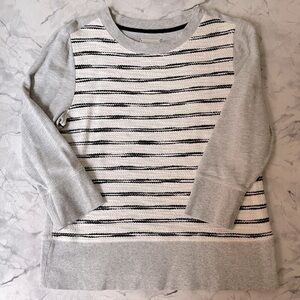 Lou & Grey Multi Media Striped Cropped Sleeve Sweatshirt M